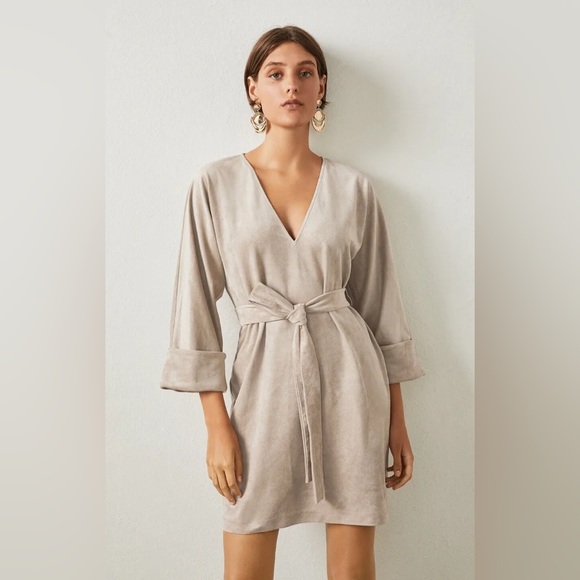 BCBG MAX AZRIA ⨠BELTED FAUX-SUEDE MINI DRESS - Picture 4 of 5